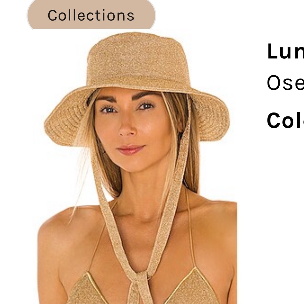 Oseree Gold Lumiere Lurex Bucket Hat